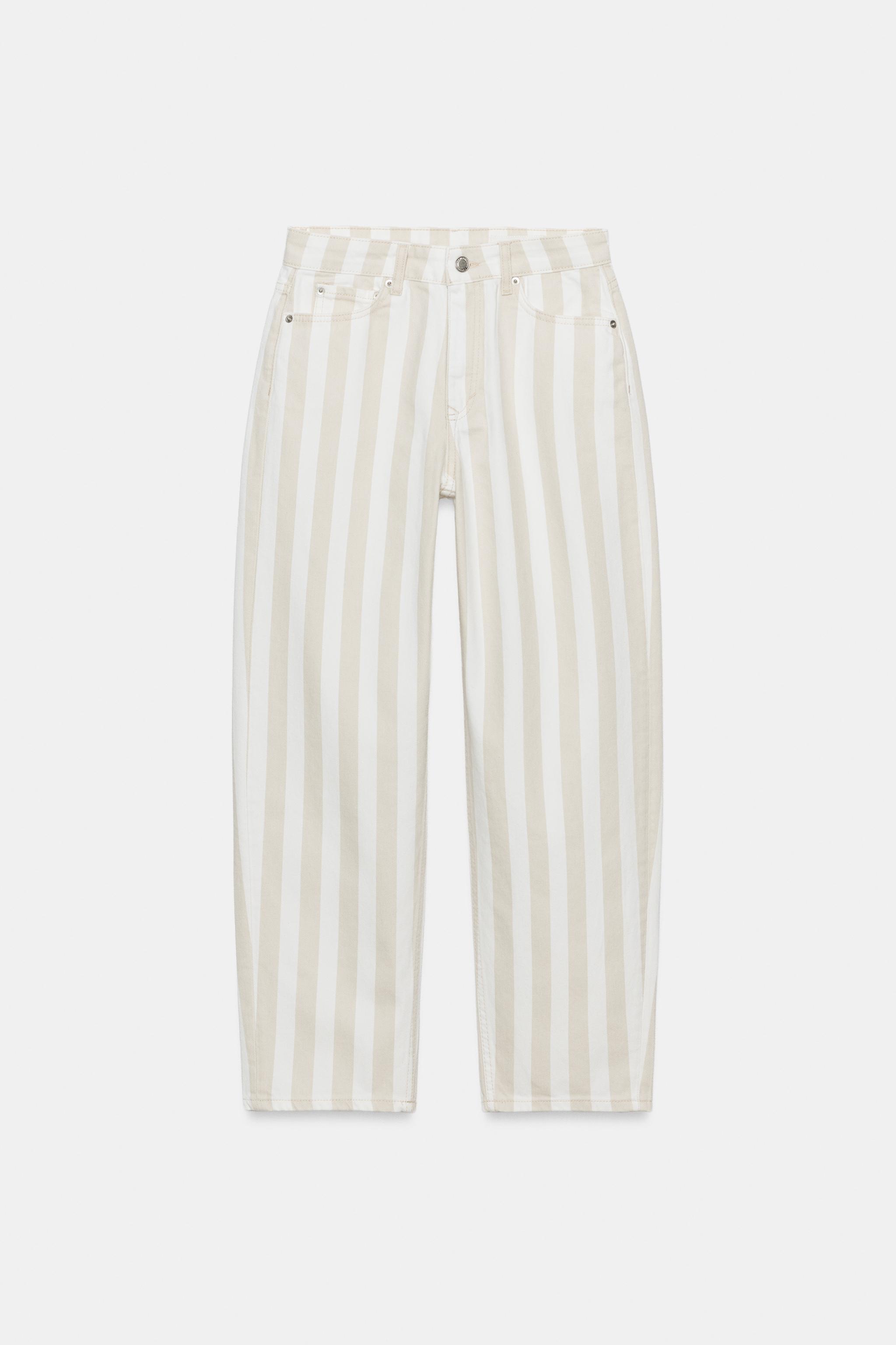 ZW COLLECTION MID-RISE STRIPED TAPERED JEANS